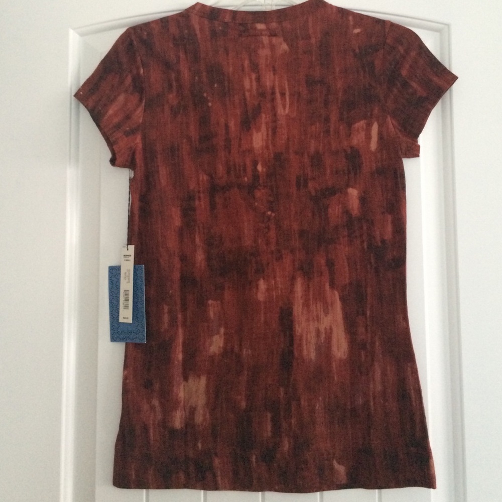 Simply Vera Wang Women’s Short Sleeve Top Printed Frame Orange XS/S available - Picture 2 of 11